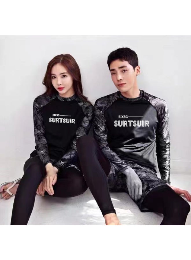 Loquat Couple's Diving Suit Swimsuit Long Sleeve Trousers Conservative Sun Protection Surfing Snorkeling Beach Competitive Swimsuit-Color:2373# Women's Top Shorts Trousers- - Image 2
