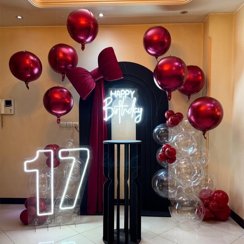 Froova 14 Pcs Burgundy Round Foil Balloons 22/15/10 Maroon 4D Ball Balloons Metallic Dark Red Balloon Ornament Mylar Balloon for Valentine's Day Birthday Grad Wedding Anniversary New Year Party Decor - Image 5