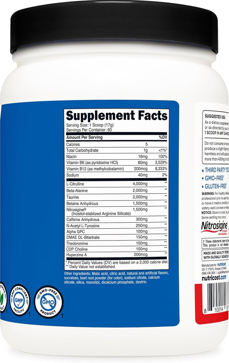 Nutricost PreX Xtreme PreWorkout Complex Powder Fruit Punch 60 Servings Vegetarian NonGMO and Gluten Free - Image 5