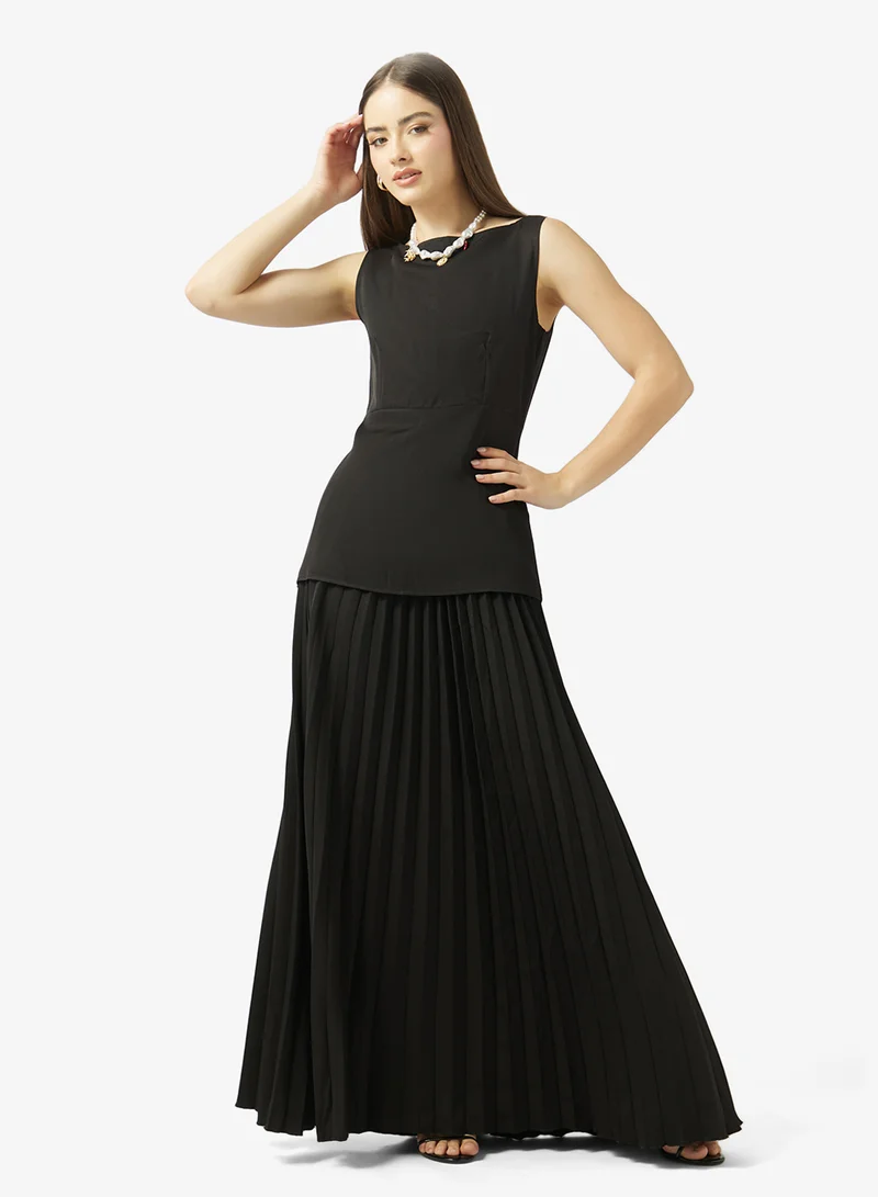 Ginger Drop Waist Pleat Detail Dress