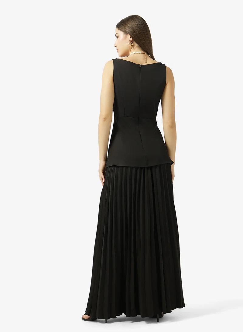 Ginger Drop Waist Pleat Detail Dress