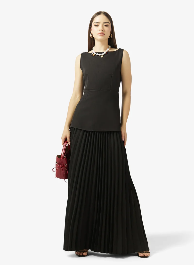 Ginger Longline Top And Pleated Skirt Set