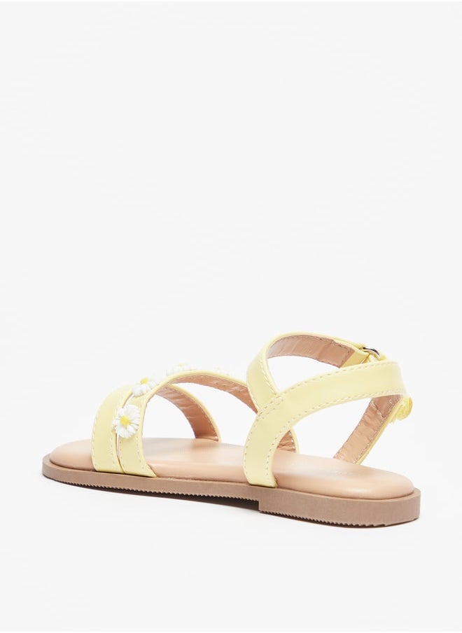 Flora Bella By Shoexpress - Girl's Floral Applique Sandals with Hook and Loop Closure - Image 1