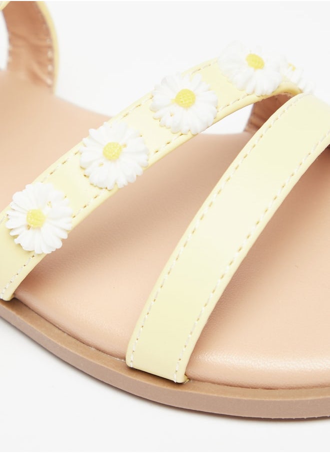 Flora Bella By Shoexpress - Girl's Floral Applique Sandals with Hook and Loop Closure - Image 1