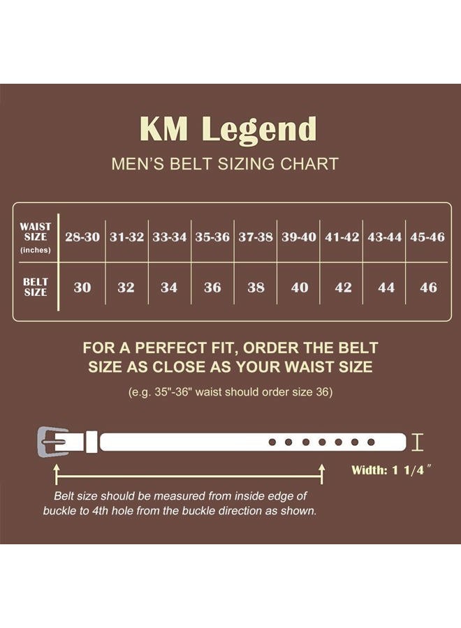 KM Legend Mens Genuine Leather Dress - Classic & Fashion For Work Business And Casual Belt, Basic Blue, 42 US - Image 2