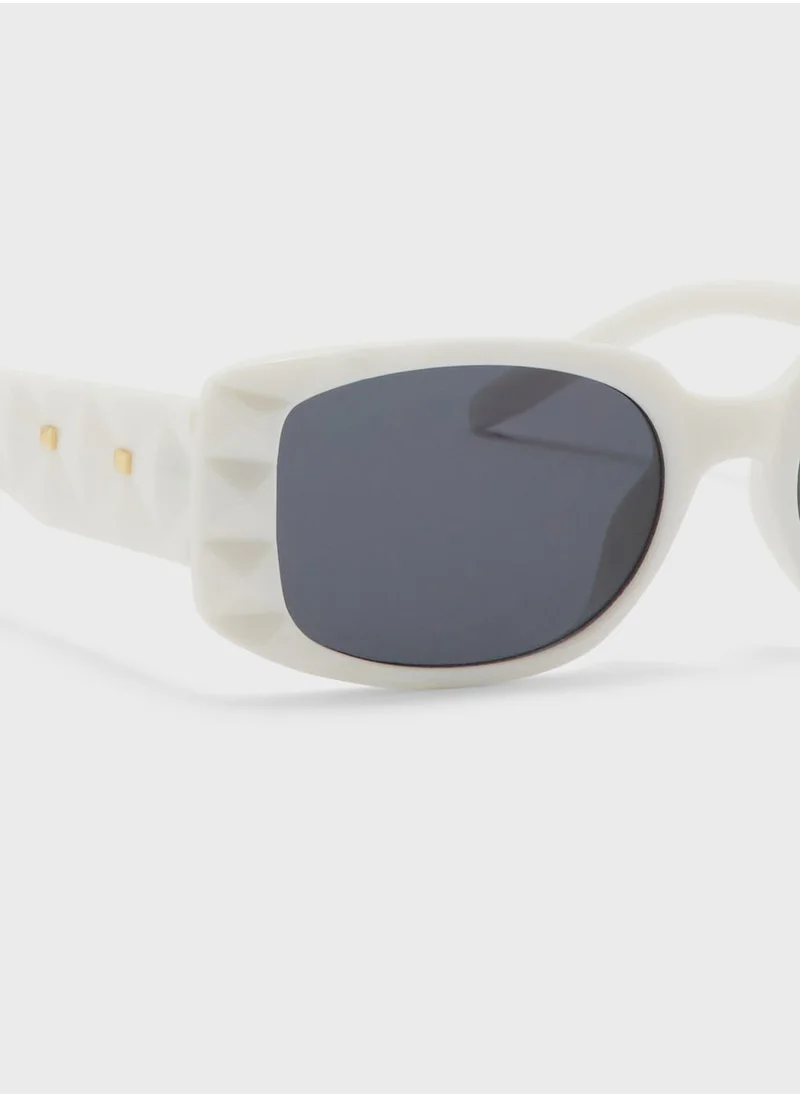 ELLA Textured Arm Rectangular Sunglasses