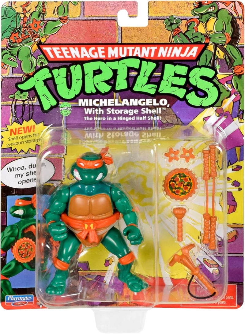 TMNT Teenage Mutant Ninja Turtles: 4” Original Classic Storage Shell Michelangelo Basic Figure - Image 1