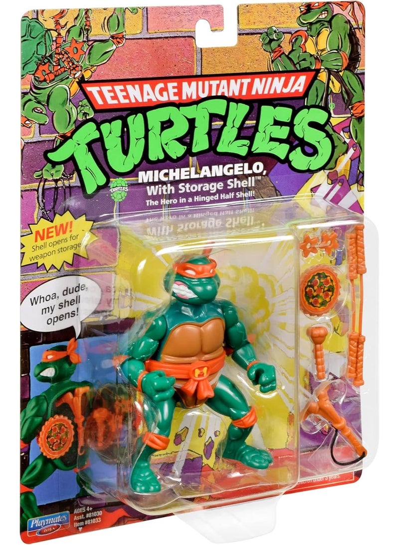 TMNT Teenage Mutant Ninja Turtles: 4” Original Classic Storage Shell Michelangelo Basic Figure - Image 2