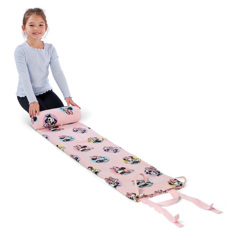 ROLLEE POLLEE Northwest Rollee Pollee Nap Sac Roll-Up Toddler Blanket With Attached Pillow - Soft Fleece Preschool Nap Mat For Daycare Or Travel - Machine Washable - Minnie Mouse - Image 3