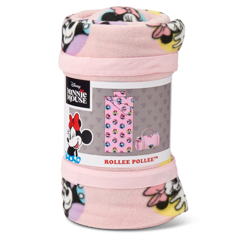 ROLLEE POLLEE Northwest Rollee Pollee Nap Sac Roll-Up Toddler Blanket With Attached Pillow - Soft Fleece Preschool Nap Mat For Daycare Or Travel - Machine Washable - Minnie Mouse - Image 2