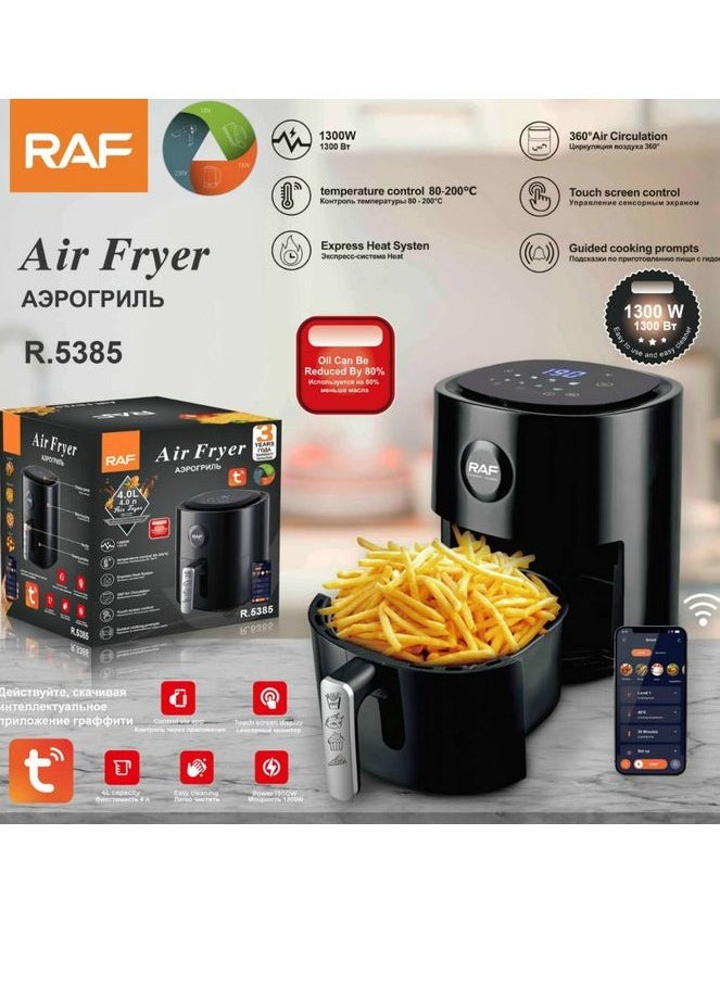 آر إيه أف - قلايه بدون زيت (ابلكيشن موبايل) ديجيتال 4 لتر - R.5385 - اسود - RAF - 1300 وات - Image 1
