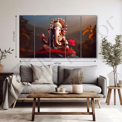 The Castle Decor Lord Ganesha painting with frame Big Size 27x48 Wall art for living room,Bedroom,Drawing room,Hotels-Wooden Framed-476 - Image 3