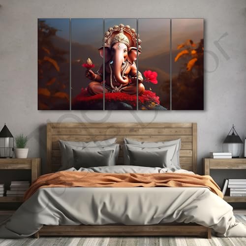 The Castle Decor Lord Ganesha painting with frame Big Size 27x48 Wall art for living room,Bedroom,Drawing room,Hotels-Wooden Framed-476 - Image 1