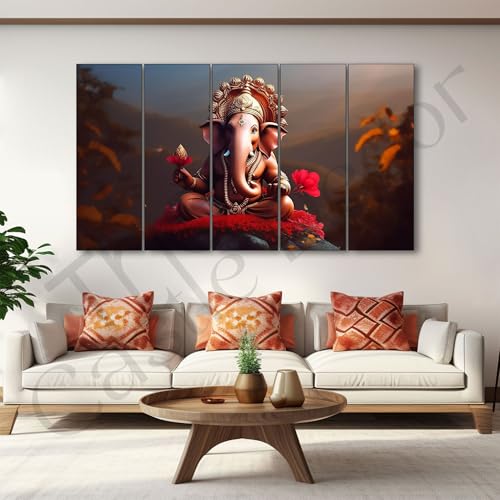 The Castle Decor Lord Ganesha painting with frame Big Size 27x48 Wall art for living room,Bedroom,Drawing room,Hotels-Wooden Framed-476 - Image 2