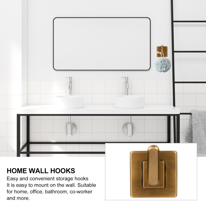 Self Adhesive Square Base Wall Hooks 2 Pack No Drill Bathroom Kitchen Towel Organizer - Image 4