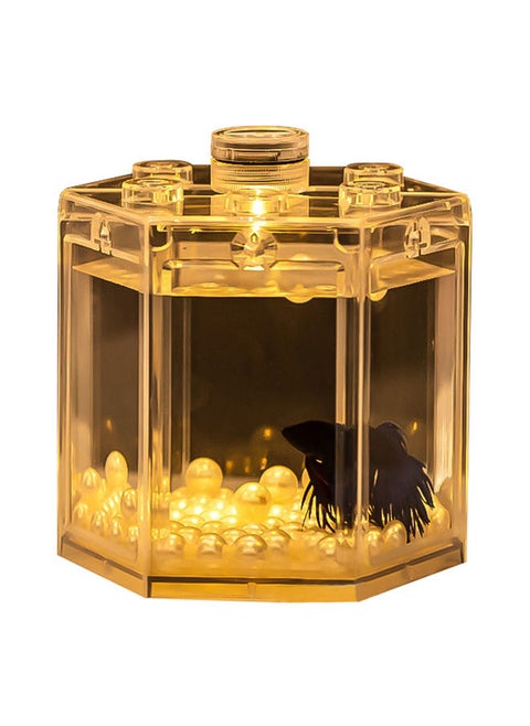 Mini Betta Fish Tank,Small Transparent Fish Bowl Aquarium Stackable Tank,Ant Feeding Case Mini Reptile Row Box (Transparent Fish Tank, Hexagon-12 * 11 * 11.5 cm)