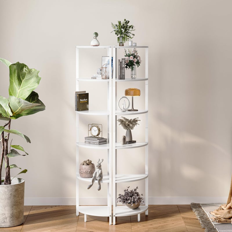 IRCPEN 6 Tier Corner Shelf 63.1" Tall Corner Shelves Stand Ladder Shelf Metal Standing Bookshelf Organizer Display Rack Bookcase Plant Stand Industrial Rustic for Living Room Bedroom White CS-001W1 - Image 4