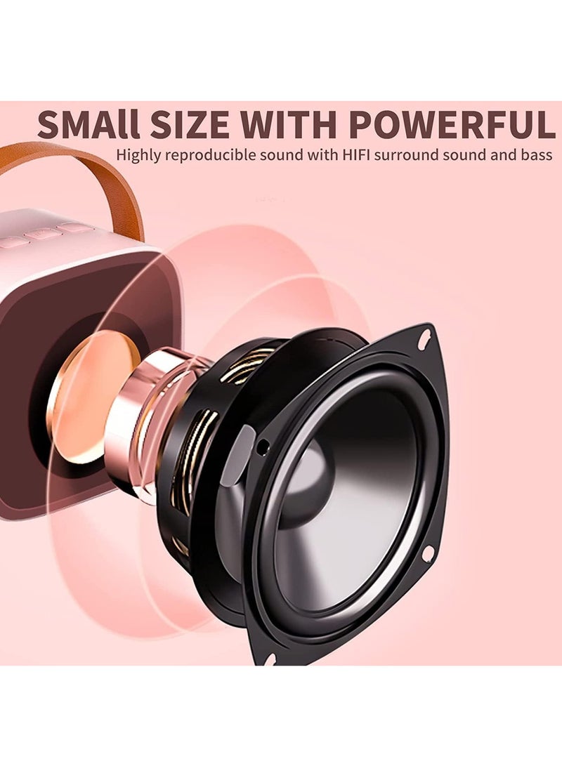 VKL Mini Karaoke Machine for Kids, Portable Bluetooth Speaker with 2 Wireless Microphone for Adults with Led Lights, Karaoke Gifts for Girls and Boys Birthday Home Party(Pink) - Image 2