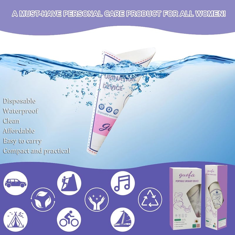 GuoFa Female Urinal, Disposable Urinal for Women Portable Urinal Standing up for Women Waterproof Paper Standing Pee Funnel for Pregnant, Wounded, Travel, Camping, Outdoor Activitie - Image 4