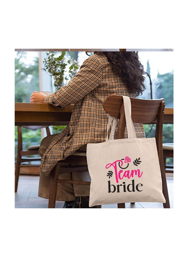 PRINTSHOP4ME Team Bride Bachelorette Party Favor Cotton Tote Bags for the Wedding Party - Bridesmaid Gift Bags with Fun Team Bride Designs - Bachelorette Party Supplies - Image 3
