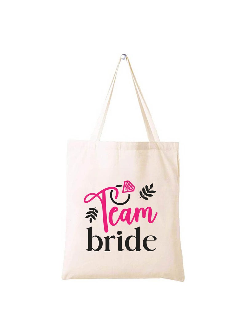 PRINTSHOP4ME Team Bride Bachelorette Party Favor Cotton Tote Bags for the Wedding Party - Bridesmaid Gift Bags with Fun Team Bride Designs - Bachelorette Party Supplies - Image 1