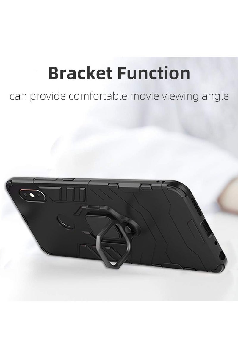 Phone Case Cover Shockproof Silicone + Hard Plastic metal ring Compatible with Redmi Note 5 (Black) - Image 2