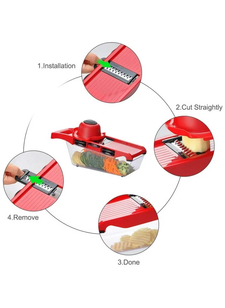 DubaiGallery Multi-function Vegetable Slicer , Food Slicer 9-in-1 Vegetable Manual Grater, Potato Chopper Veggie Spiralizer, Slicers for Fruits and Vegetables Onion Slicer - Image 3