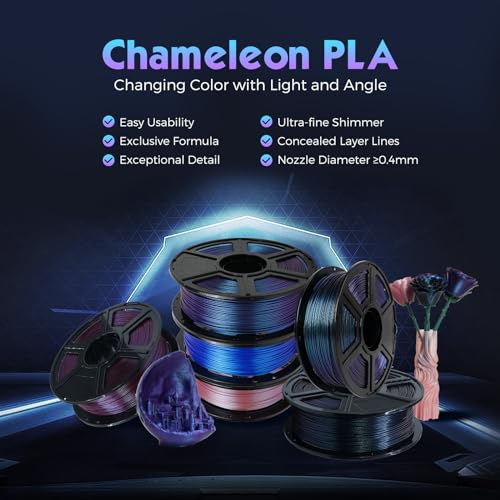 FLASHFORGE PLA Filament 1.75mm +/- 0.02mm Burnt Titanium, Color Changeable 3D Printer Filament 1kg (2.2lbs), Chameleon Changing Colors with Light, Perfectly Hide The Layer Line - Image 2