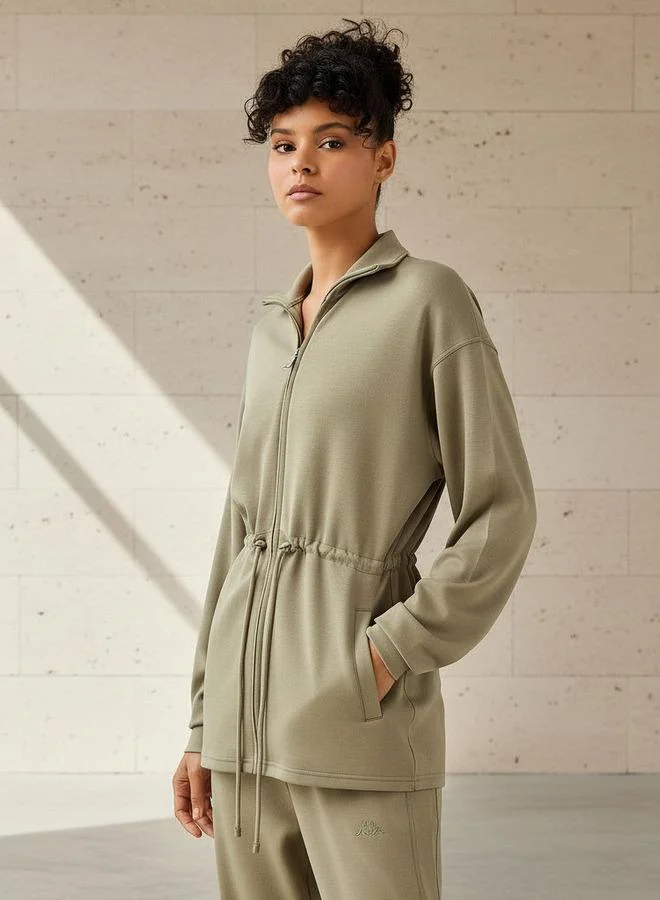 Kappa Kappa Women Soft Touch Drawstring Waist Longline Jacket