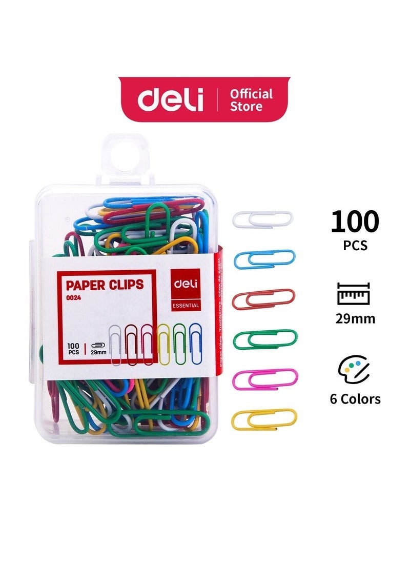 Deli 100-Piece Paper Clip Set Multicolour  - Image 1