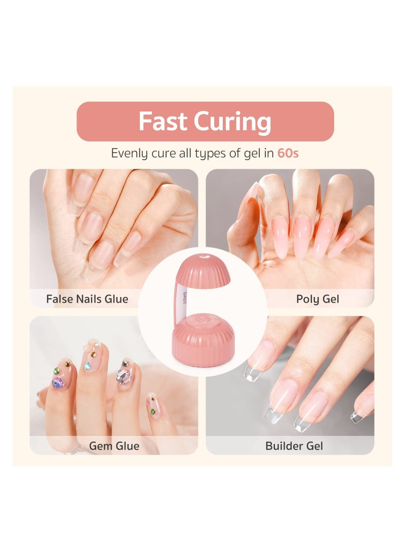 SYOSI Portable UV Nail Lamp, Mini UV Light for Gel Nails Mushroom LED Nail Lamp USB Nail Dryer Fast Curing Nail Light LED Nail Dryer UV Light USB Powered Nail Dryer for Gel Nails Fast Curing, Pink - Image 4