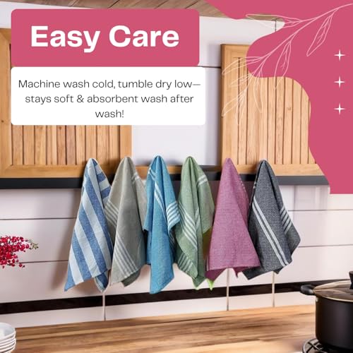 Värde® 15 Pcs Dishcloths | 12x16 Inches | Bulk Cotton Kitchen Cleaning Dish Cloths | Scrubbing Wash Cloth Sets | Multipurpose Cloth | 100% Cotton. (Multicolor, Set of 15) - Image 3