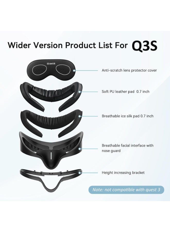 AMVR Facial Interface Face Pad Cover Compatible with Meta/Oculus Quest 3S Accessories, Comfort PU and Breathable Ice Silk Cotton Cushion Replacement (Wider Version) - Image 3