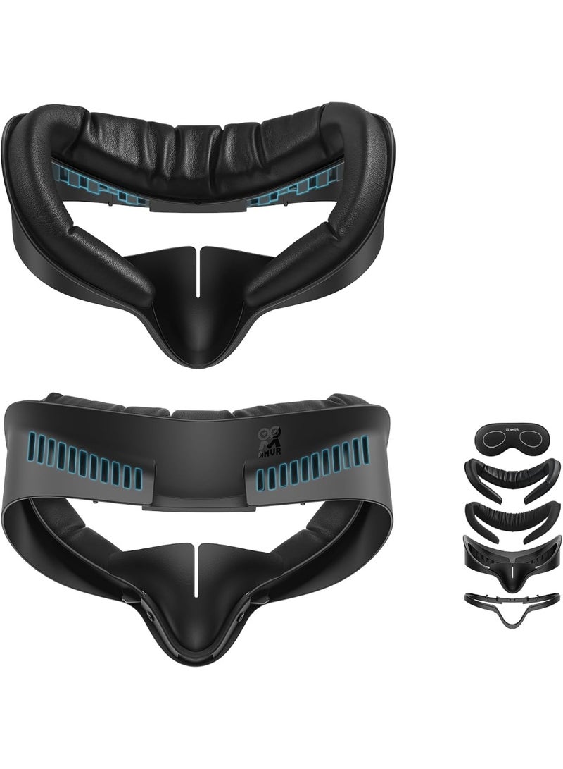 AMVR Facial Interface Face Pad Cover Compatible with Meta/Oculus Quest 3S Accessories, Comfort PU and Breathable Ice Silk Cotton Cushion Replacement (Wider Version) - Image 1