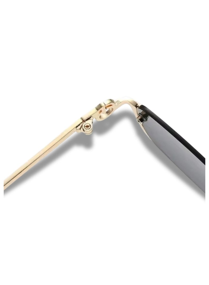 POLITE Women's Rectangular Metal Half-Frame Square Streetwear Sunglasses - Image 3