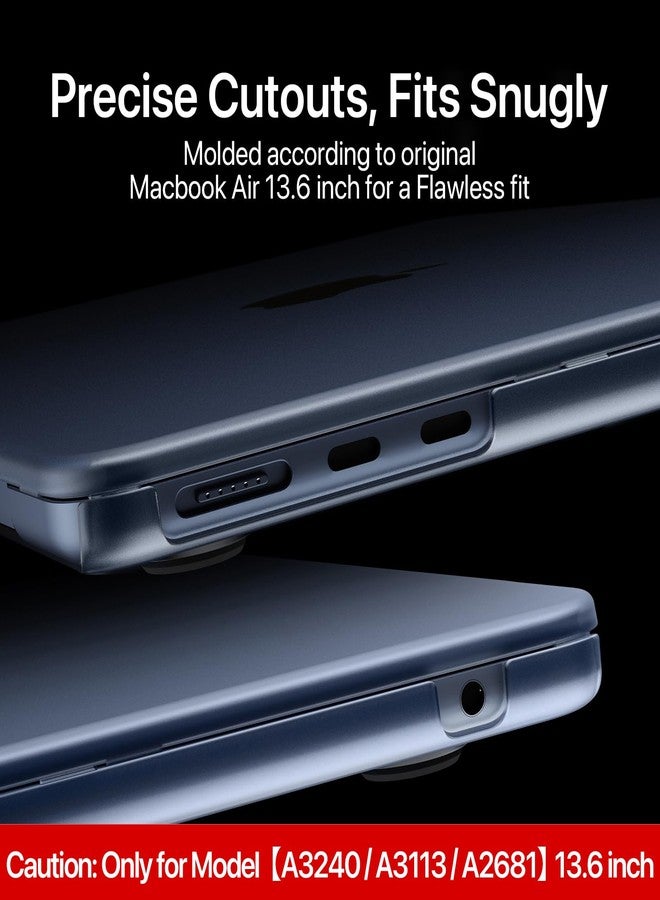 Soonjet MacBook Air 13.6 inch Case M3 M2 2024-2022 Model A3113 A2681 - Sturdy Hard Shell + Translucent Keyboard Cover - Midnight Clear - Image 4