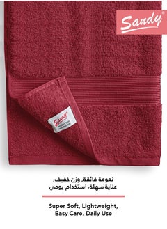 Sandy Sandy Bath Towel Premium Hotel Quality 100% Cotton Made in Egypt, Soft Quick Drying and Highly Absorbent (70x140 cm) - Red  - Image 3