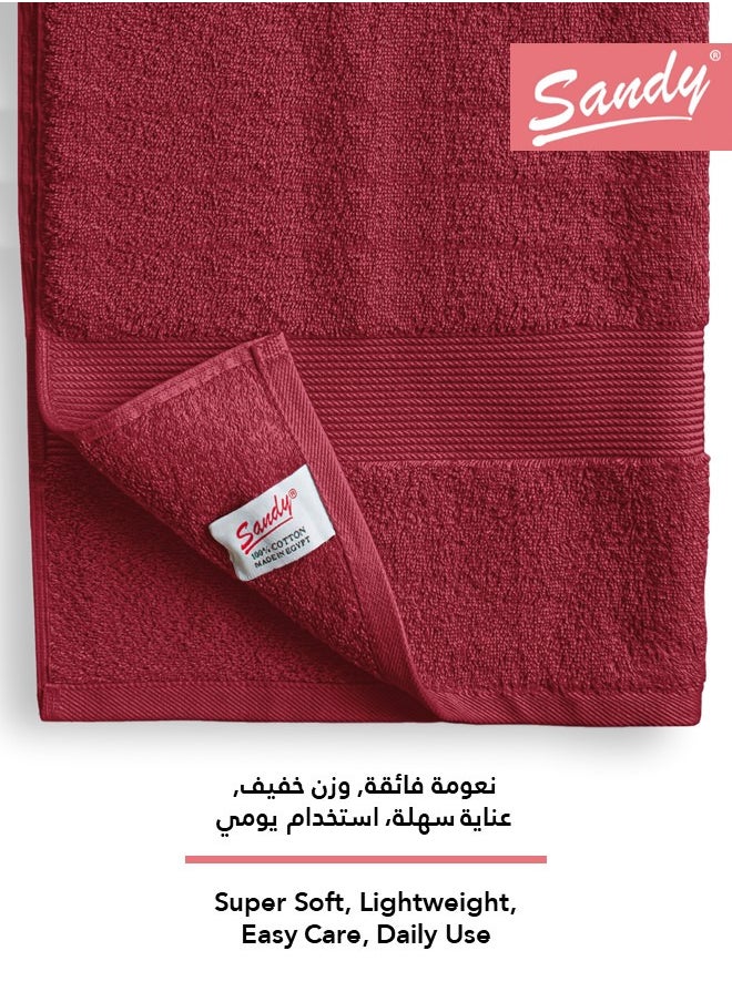 ساندي منشفة حمام ساندي بجودة الفنادق قطن 100% صنعت في مصر، ناعمة وسريعة الجفاف وعالية الامتصاص (70 × 140 سم) - احمر  - Image 3