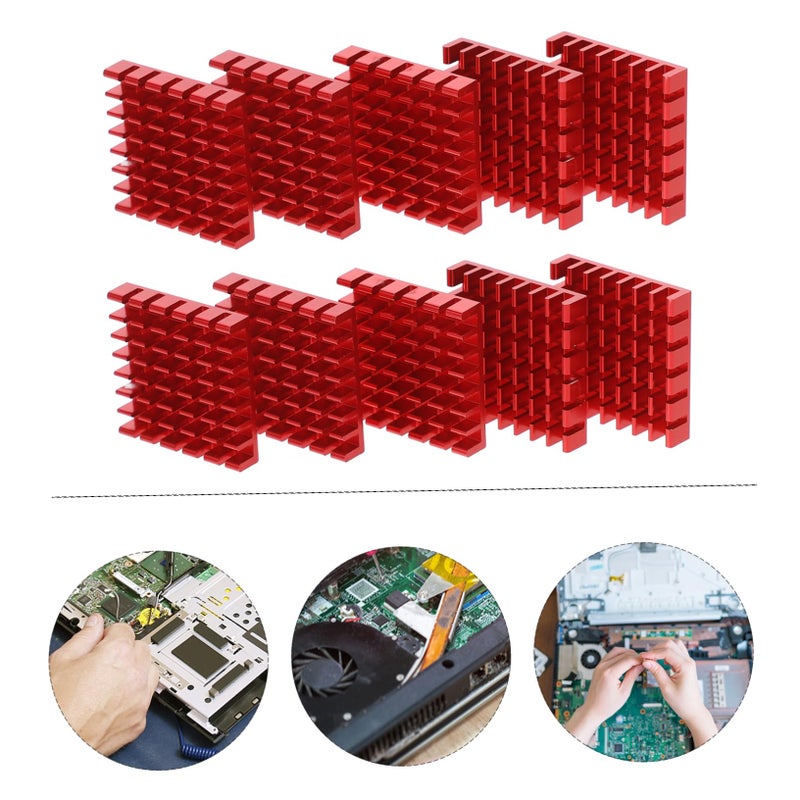 مشتت حراري من الألومنيوم مقاس 25x25x5مم، مجموعة من 10 قطع لتبريد شريحة GPU، مستلزمات كمبيوتر - Image 5