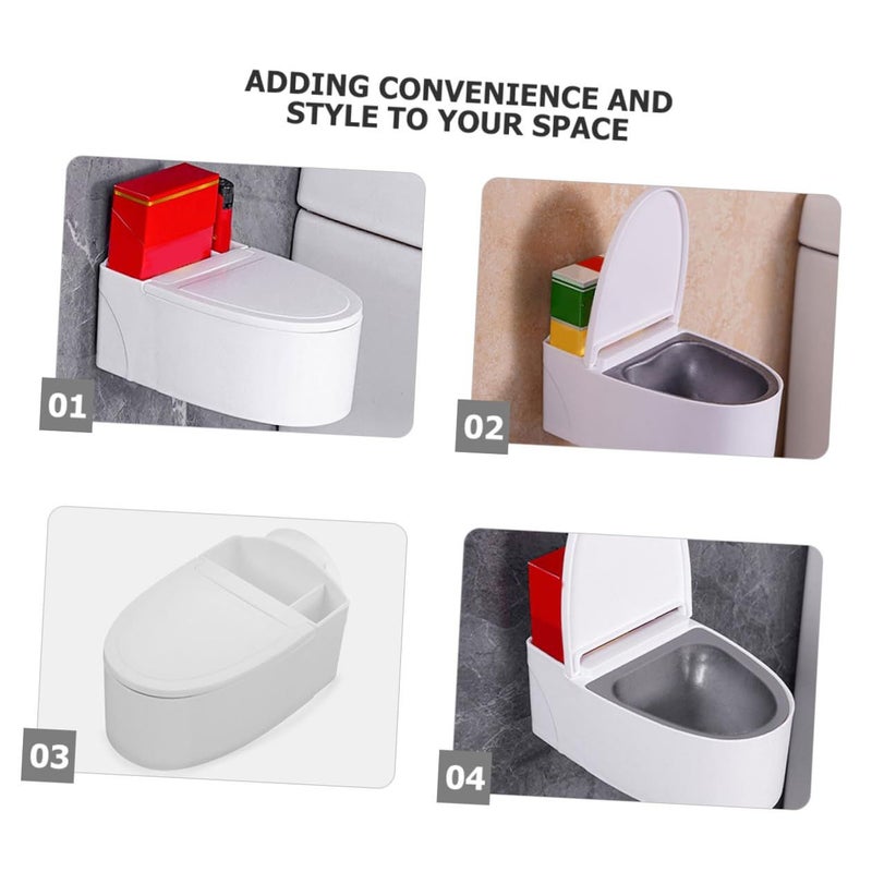 Wall Mounted Toilet Shaped Ashtray With Lid 4 Pack Metal Inner Container Windproof - Image 4