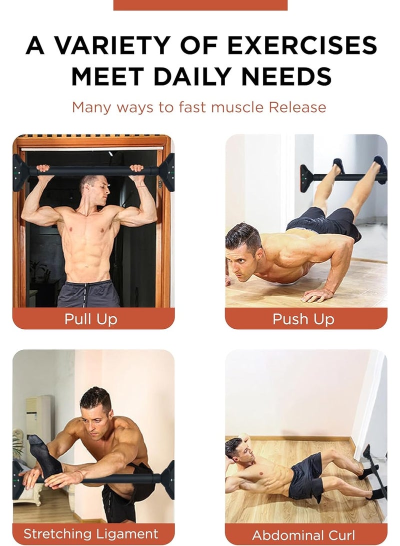 مكينت قضيب سحب قابل للتعديل عند الباب - غير قابل للانزلاق، متعدد الوظائف، سهل التركيب للتمرين المنزلي - معدات تمرين ممتازة لتقوية الجزء العلوي من الجسم - (أسود) - Image 5