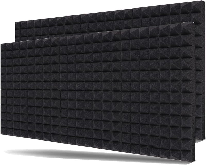Mocking Bird 2 Sheet Pyramid Acoustic Foam Sheet High Density Sound Proof Acoustic Foam Panels Noise, Reduction and Absorption for Studio Gaming Room (6X3) ft 50 Kg/m³ (Pack of 2, Black) - Image 1