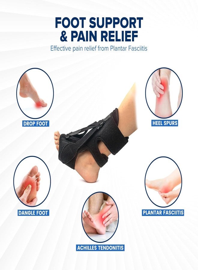 BRAINLE Plantar Fasciitis Night Splint - Foot Drop Orthotic Brace for Pain Relief, Achilles Tendonitis Support - Men & Women's Foot Splint with 3 Adjustable Straps - Image 2