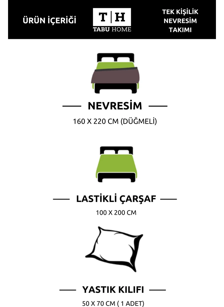 تابو هوم Kuzulu Double Duvet Cover Set with Elastic Single Sheet