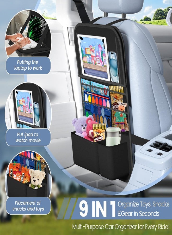 Oneyus Car Backseat Organizer with table Tray, 9 Storage Pockets Backseat Car Organizer with Tablet Holder, Back seat Organizer for Kids Road Trip Essentials Travel (1Pack) - Image 4