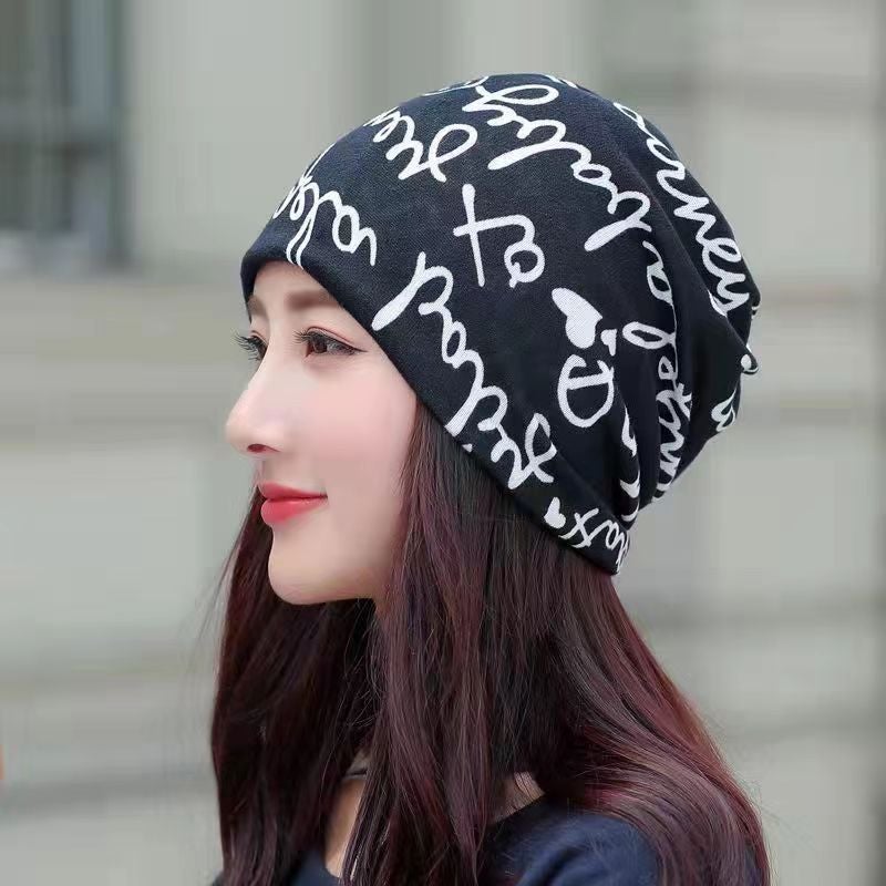 Versatile Autumn Winter Twist Scarf Cap No. 3 small black letters 