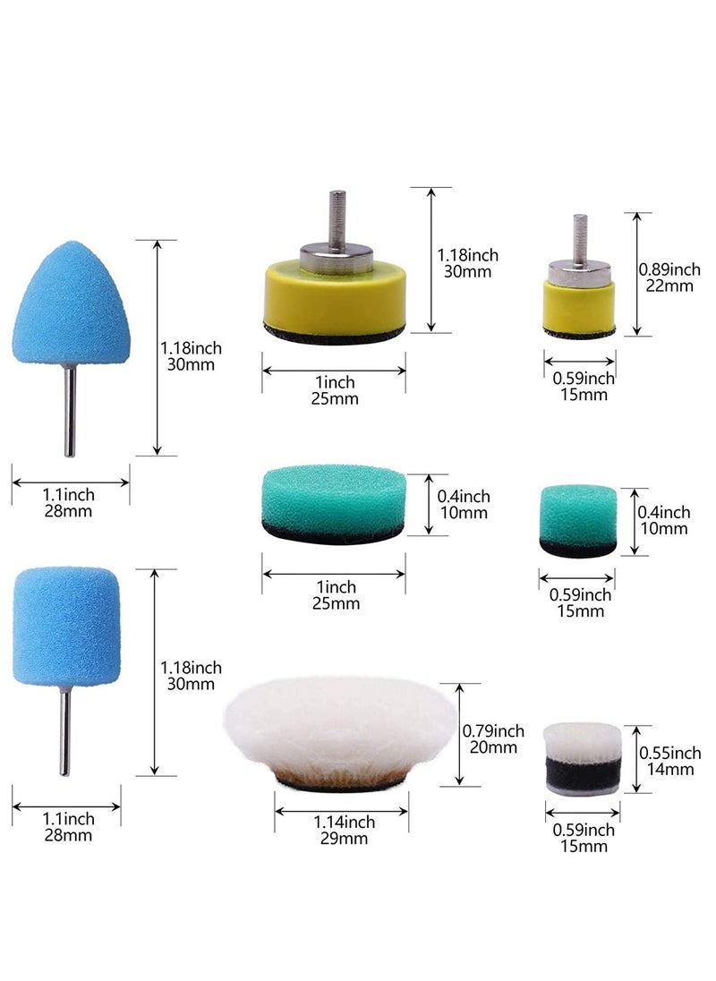 KASTWAVE - Mini Buffing Polishing Pads, 16Pcs Mini Detail Polisher Pads Use On Rotary Tools, Cordless electric drill, Mini Polisher Tool for Tight Area Detailing Polishing Waxing And Sealing Glaze - Image 1
