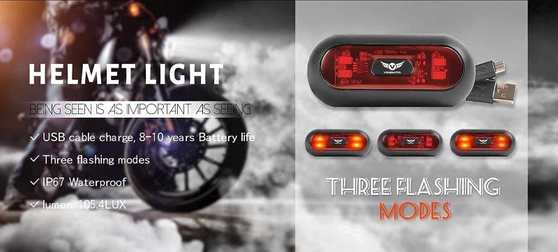 VERSATTA LED Motorcycle Helmet Light, Bike Bicycle Rear Red Safety Light, Helmet Light, Warning Tail Lights, Helmet Light for Night Riding with USB Chargeable Cable Small - Image 5