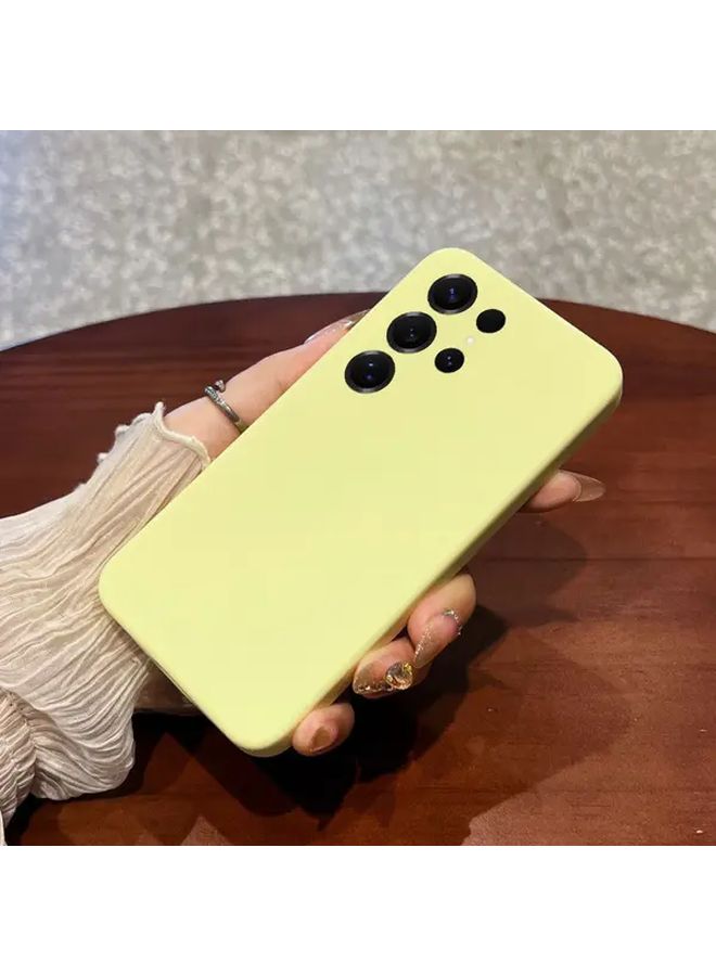 Cream Yellow Liquid Silicone Case For Samsung Galaxy S25 Ultra Soft Anti Slip - Image 1
