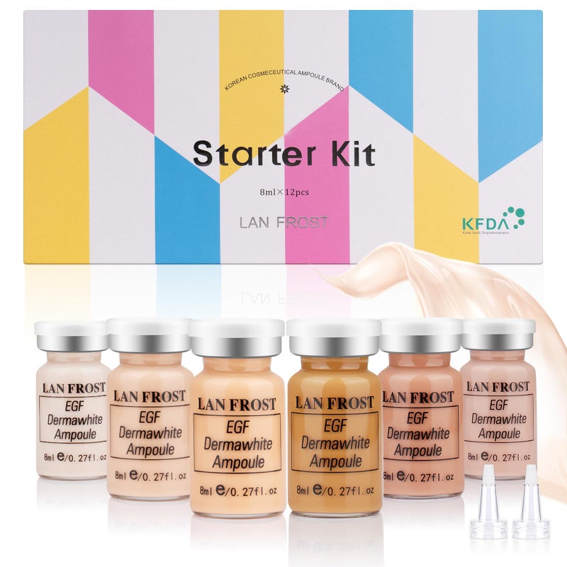 BB Facial Glow Serum Starter Kit Hyaluronic Acid Essence Foundation Skin Care Kit 027oz 6 Vials Combined With Niacinamide and Peptides To Brighten Skin Tone AntiAging Foundation 6ColorMulticolo